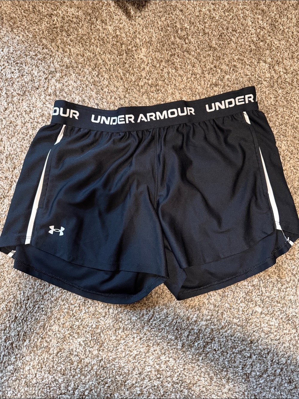 Under Armour Black Women's Athletic Shorts with White Accents